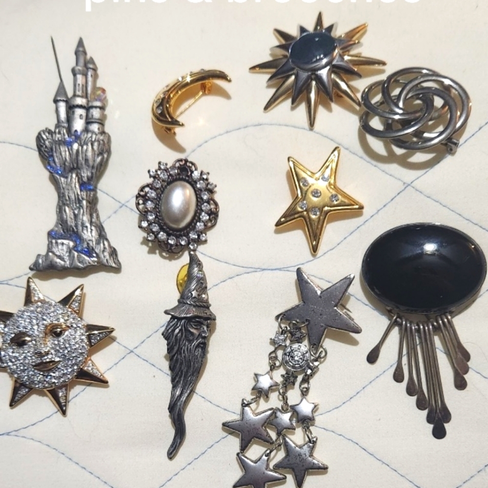 Assorted Set Of Silver and Gold-tone Brooches & Pins.